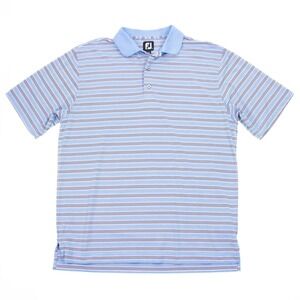 FootJoy ProDry Mens L‎ Blue Stripe Golf Polo Shirt Polyester Spandex